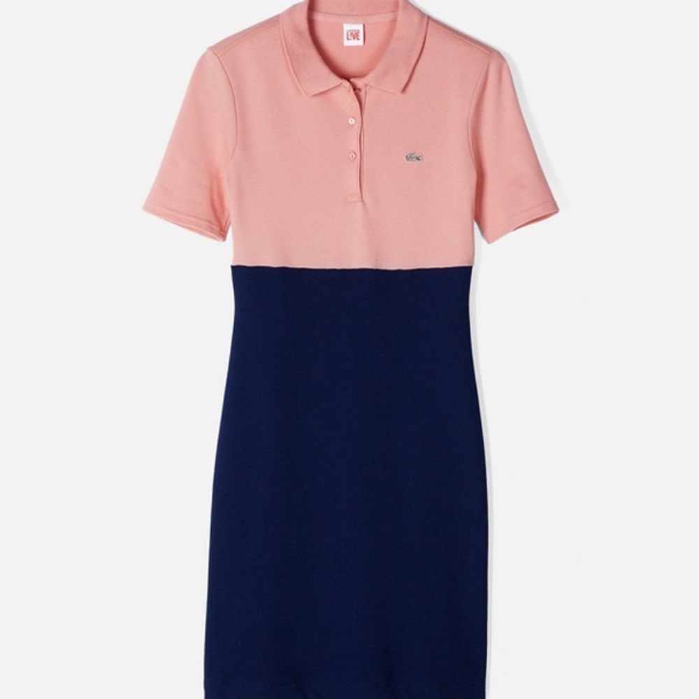 Lacoste Pink and Navy Colorblock Polo Dress